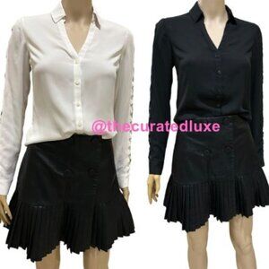 SET 2 EXPRESS WOMEN'S LONG SLEEVE PORTIFINO IVORY & BLACK SHIRTS XXS